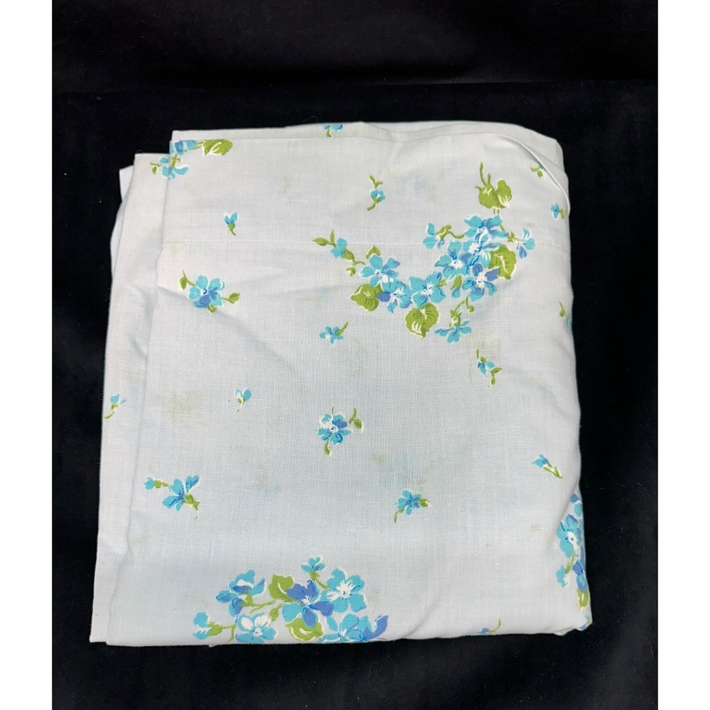 Vtg Sheet Set Lot Blue Florals Grandma Core Granny Quilt Material Upcycle (3) - Picture 5 of 5